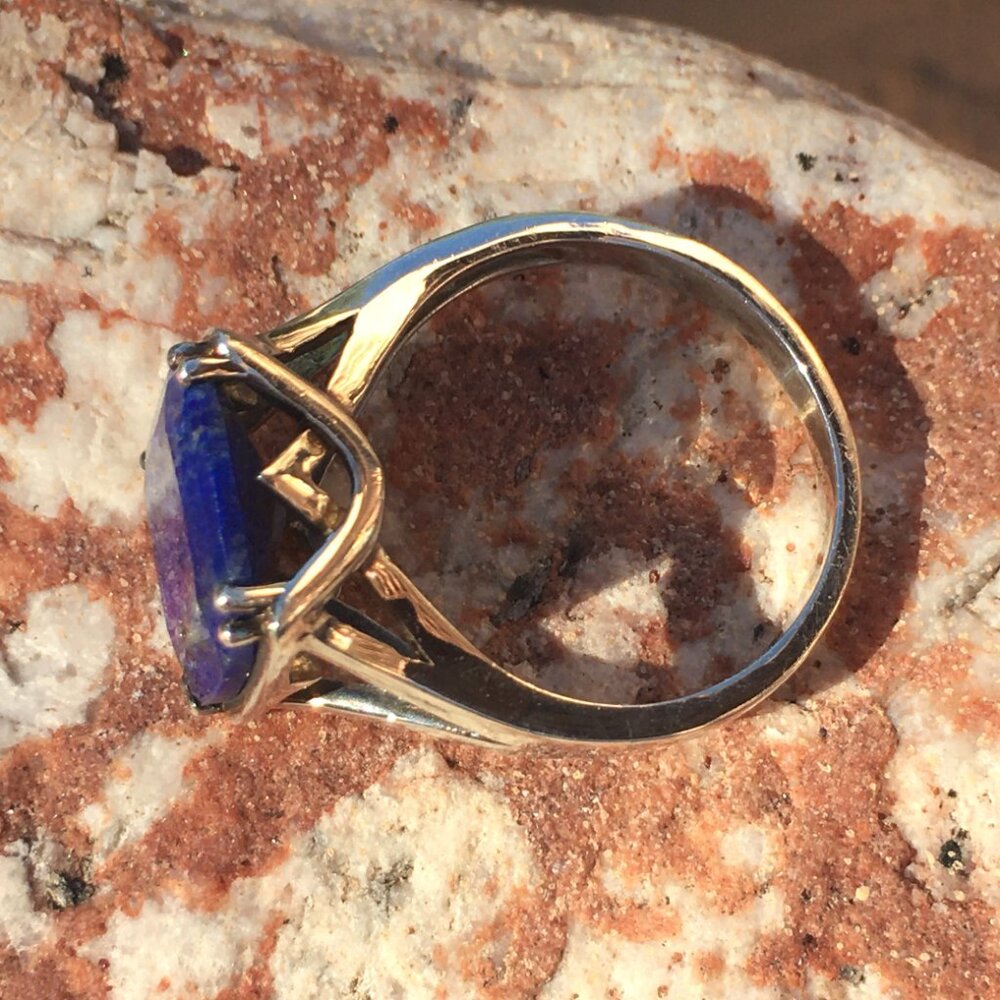 Genuine Lapis Lazuli .925 Sterling Silver Ring Natural Gemstone - Picture 6 of 16